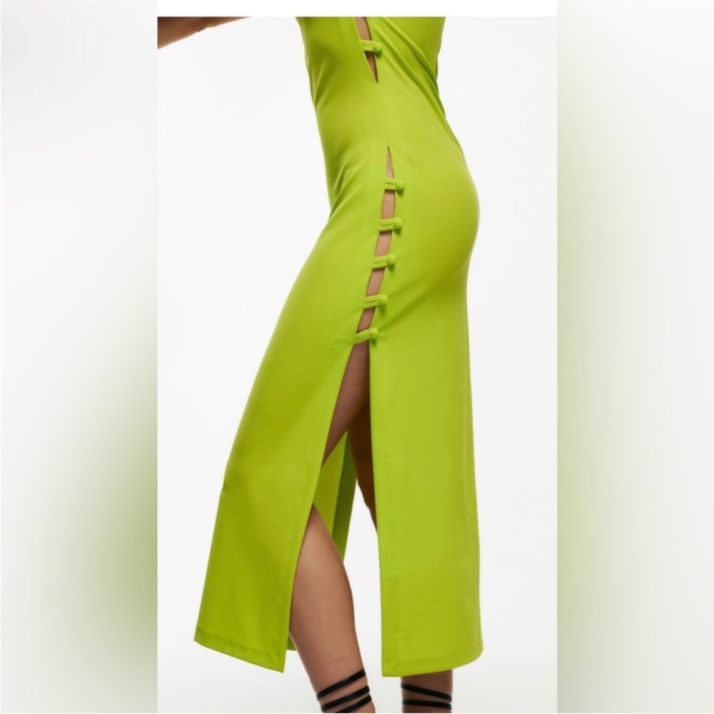 Zara Bright Green Midi Dress with Cut-Outs